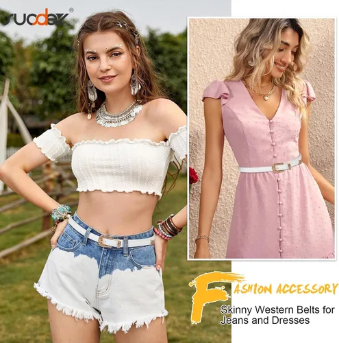 Vista 28 de SUOSDEY Cinturones ajustados occidentales de moda para mujer, cinturón de cuero ajustable para vestidos con hebilla vintage