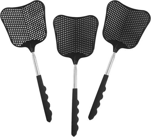 Vista 8 de Wapodeai 3 matamoscas telescópico, matamoscas de plástico, matamoscas grandes que funcionan para interiores y exteriores. (negro, azul y verde)