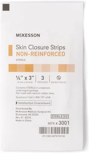 Vista 3 de McKesson Tiras de cierre de piel, estériles, no reforzadas, 1/4 pulgadas x 3 pulgadas, 50
