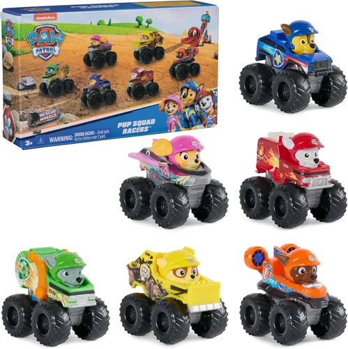 Paw Patrol: Rescue Wheels, Escuadra de Cachorros Corredores de 6 Piezas, Set de Regalo de Autos de Juguete, Juguetes para Niños y Niñas de 3 Años en