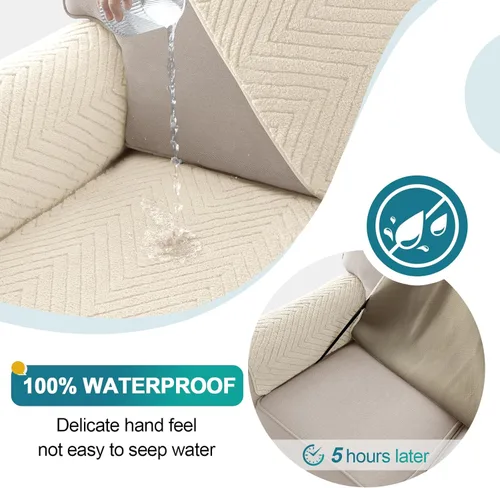 Vista 4 de Turquoize Juego de 2 fundas impermeables para reposabrazos de sofá, antideslizantes, peludas, lavables, gruesas, suaves, fundas protectoras