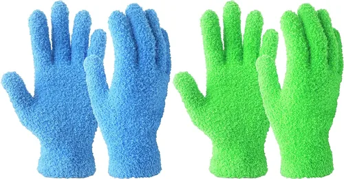 Vista 11 de Guantes de microfibra para quitar polvo de plantas de Evridwear reutilizables, guante de limpieza de hojas para plantas de interior, persianas