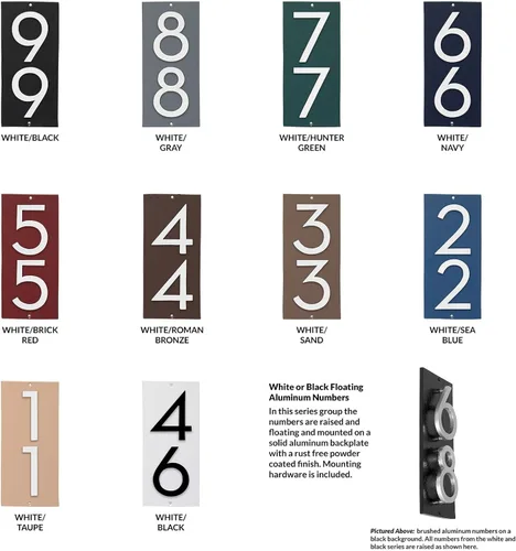 Vista 6 de Montague Metal Products Placa de dirección vertical de 6 pulgadas flotante con números de casa, aluminio, fácil de instalar, vertical, 2 dígitos