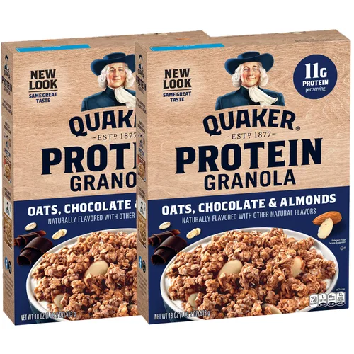 Vista 9 de Quaker - Cereales para el desayuno de granola con proteína, sabor a arce y azúcar morena, 18 onzas por caja, paquete de 2
