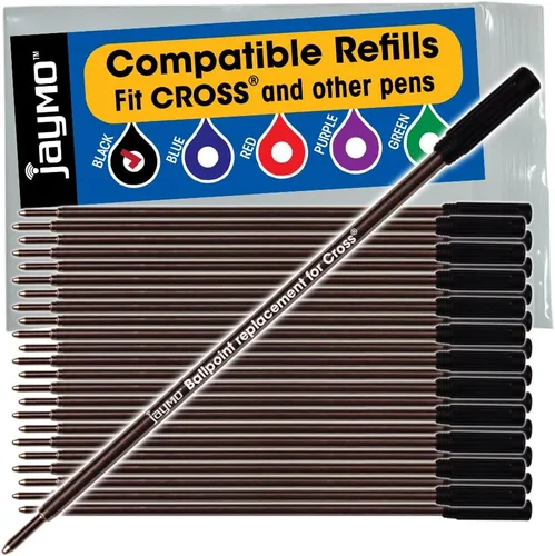 Vista 10 de Jaymo Repuesto para Cross 8513 – Medidas 4.563 pulgadas / 4.567 in de largo – Recambio de bolígrafo – 12 negro