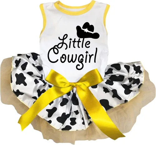 Vista 4 de Petitebella Vestido para perro y cachorro de vaquera (negro/vaca, talla XS)