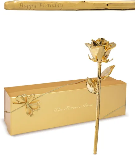 Forever Rose Rosa bañada en oro de 24 quilates, flor de oro grabada con láser personalizada en una caja lista para regalo, aniversario de lujo,