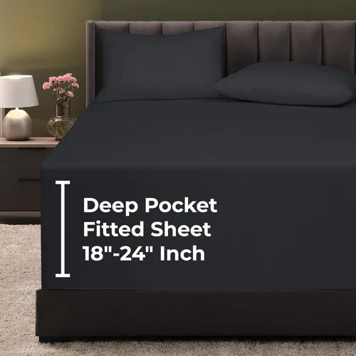 Vista 67 de Royale Linens Sábana bajera ajustable individual – Microfibra cepillada ultrasuave de 1800 hilos – Sábanas inferiores de lujo para hotel – No se
