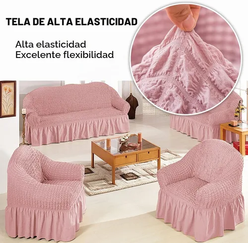 Vista 3 de Jeloris Funda Protectora Elástica para Sofá de Dos Plazas de Fácil Ajuste con Falda, Protector de Muebles Universal Duradero Lavable de Alta Beige