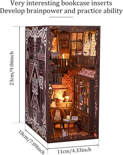 Vista 7 de Kits de rincón de libros para adultos, kit de sujetalibros 3D 2026, kit de construcción de modelo de casa de libro mágico, decoración con sensor