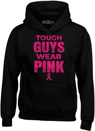 shop4ever Tough Guys Wear Sudaderas rosas con capucha para concientizar sobre el cáncer de mama