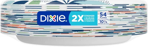 Vista 9 de Dixie Platos de papel grandes, 10 pulgadas, 54 unidades, 2 veces más fuertes, aptos para microondas, a prueba de remojos, resistentes a cortes
