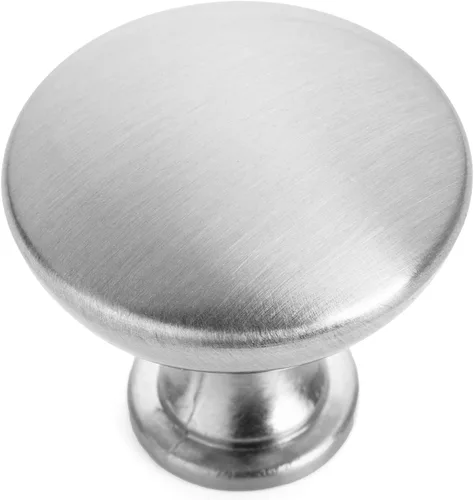 Cosmas 5305SN - Paquete de 25 pomos redondos tradicionales de níquel satinado para gabinete, 1-1/4 pulgadas de diámetro