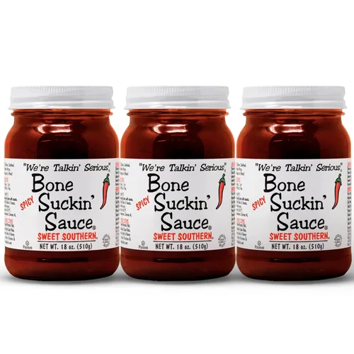 Vista 9 de Salsa Bone Suckin’ Eastern de Vinagre BBQ, Sabor Auténtico de Carolina, Picante, Sabor a Base de Vinagre, Para Pollo, Cerdo, Res, Papas, Sin Gluten