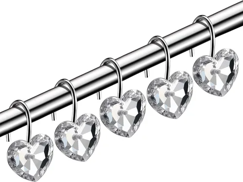 Vista 9 de HBlife juego de 12 ganchos decorativos de acrílico y vidriante para barra de cortina de regadera