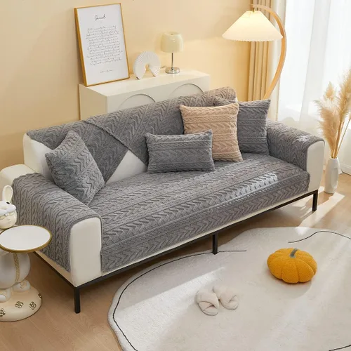 Vista 10 de vctops Funda de sofá geométrica bohemia de felpa suave para invierno, color liso, lavable, protector de muebles para perros, gatos y mascotas, 1