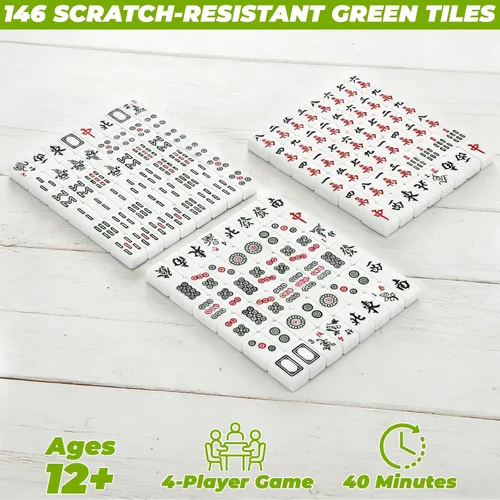 Vista 7 de JMIATRY 0.9IN Mini chino Mahjong azulejos conjunto,144 azulejos viaje