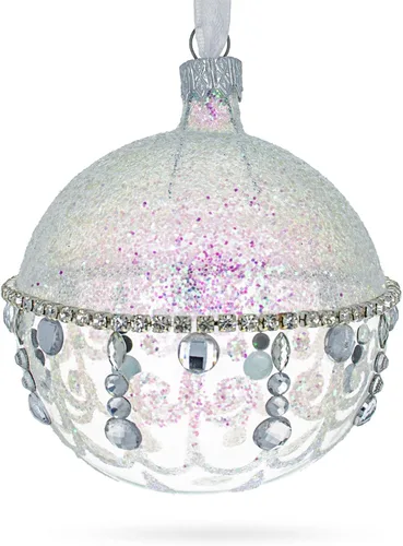 Vista 5 de Lámpara de araña de diamante en una bola de cristal transparente, adorno de Navidad de 3.25 pulgadas