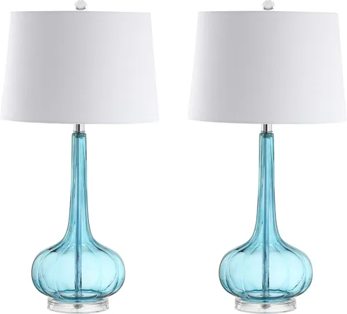 Vista 8 de JONATHAN Y JYL1079B-SET2 Conjunto de 2 Lámparas de Mesa Bette 28.5" Lámpara de Mesa LED Contemporánea de Cristal en Forma de Lágrima para Mesita