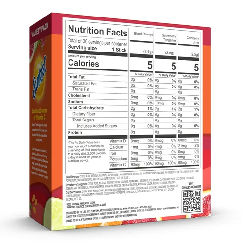 Vista 2 de Sunkist Soda paquete variado, Singles To Go VIT C (30 palitos en total)