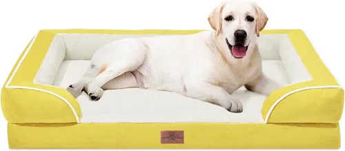 Vista 147 de Comfort Expression Cama ortopédica para perros extra grandes de 45 x 35 pulgadas, cama para mascotas XL de espuma tipo caja de huevos impermeable