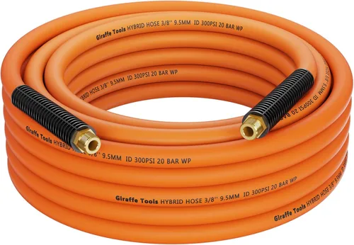 Vista 8 de Giraffe Tools Manguera de aire híbrida de entrada, 3/8 pulgadas x 6 pies, conexiones MNPT de 1/4 pulgadas, 300 PSI resistente, manguera de compresor