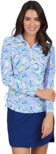 IBKUL Athleisure Wear 48541 - Polo de manga larga con protección solar UPF 50+ Icefil Cooling Tech Massie Print