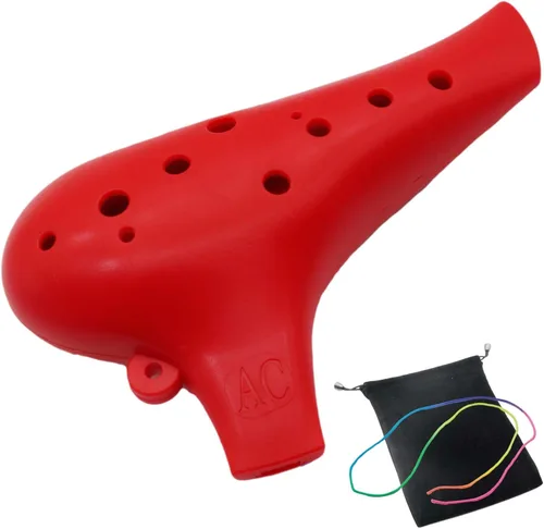 Vista 10 de Aestivate Instrumento Ocarina de plástico Ocarina 12 Agujeros Ocarina Alto C Instrumento Ocarina de 12 Agujeros Instrumento Fácil (naranja)