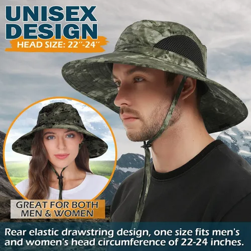 Vista 2 de EINSKEY Sombrero unisex para el sol, impermeable, de ala ancha, plegable, para pesca, senderismo, jardinería, safari, playa
