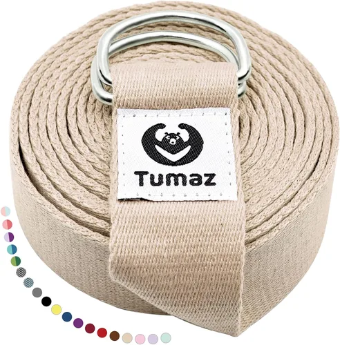 Vista 25 de Tumaz Yoga Strap/Stretch Bands [15+ Colors, 6/8/10 Feet Options] with Extra Safe Adjustable D-Ring Buckle, Durable and Comfy Delicate Texture - Best