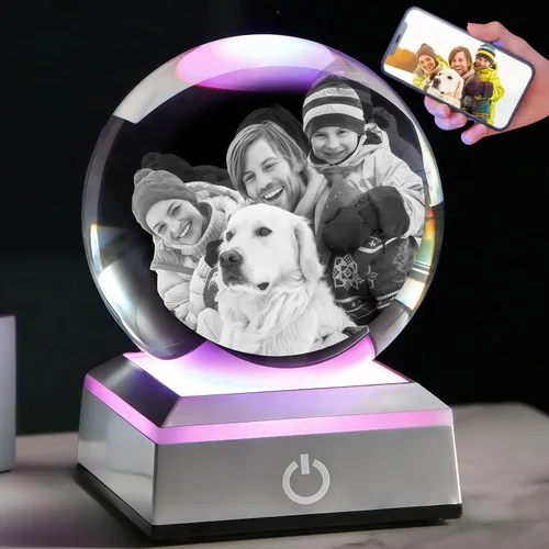 Vista 16 de Custom 3D Crystal Ball Photo – Personalized Mothers DayGifts for Mom, Laser Engraved Picture Crystal Keepsake, Unique Anniversary Birthday Gift for