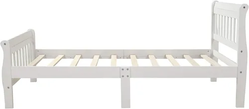 Vista 5 de Harper & Bright Designs Cama de madera tamaño individual moderna para niños, base de cama individual con cabecero y soporte de listones de madera