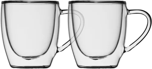 Vista 5 de Taza aislada de doble pared de vidrio, juego de 4 tazas/tazas para café, capuchino, café con leche, espresso, té, térmico, transparente, 2.5 fl oz