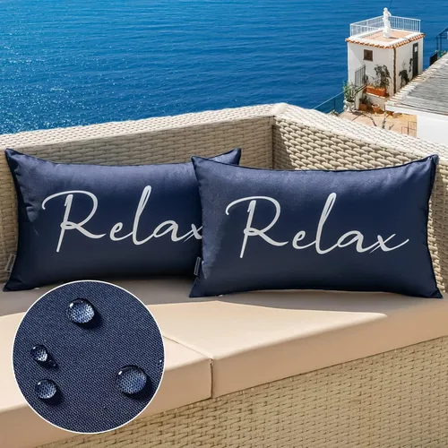 Vista 25 de MIULEE Juego de 2 fundas de almohada impermeables para exteriores, fundas de almohada cuadradas decorativas para exteriores, para silla, patio