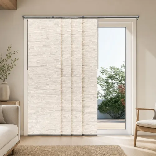 Vista 27 de CHICOLOGY Elegantes Persianas Verticales Transparentes Blancas para el Hogar, Ventanas Interiores Grandes, Puerta Corrediza, Patio (78" An x 84" Al)