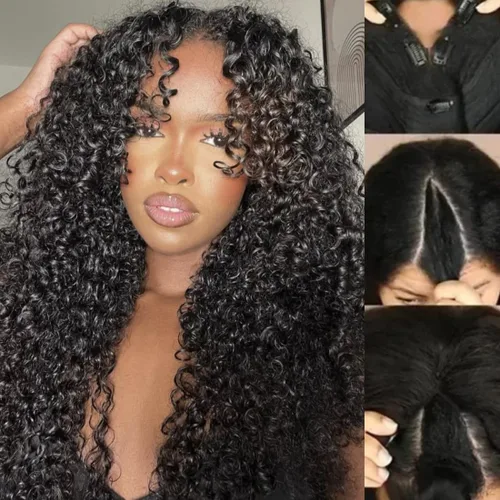 Vista 10 de Pelucas de cabello humano ondulado al agua de Sunber con cordón elástico de ajuste, bordes rizados, todo preestablecido, 13x4, encaje frontal HD