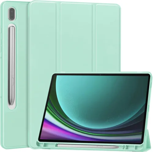 Vista 10 de Miimall Funda compatible con Samsung Galaxy Tab S9 2023, funda ultradelgada con triple soporte, de piel suave, poliuretano termoplástico duradero, a