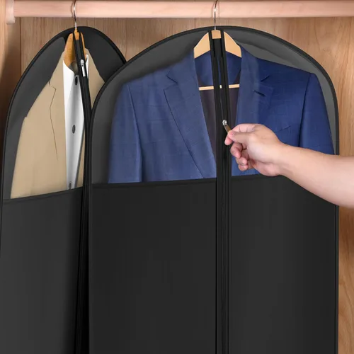 Vista 5 de Univivi Bolsa para Trajes Bolsa de Ropa para Colgar Ropa, 40" Ligera con Cremallera Completa Lavable Funda para Trajes con Ventana Grande Visible