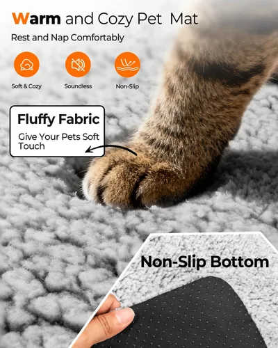 Vista 3 de Cama Autocalentable para Gatos, Almohadilla Térmica Súper Suave para Jaula de Perros, Sofá, Piso, Lavable, Antideslizante, Tapete Autocalentable