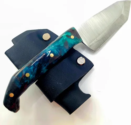 Vista 4 de Mini cuchillo de caza hecho a mano hecho en los E.E.U.U. Custom EDC Tanto resina mango cuchillo bush cuchillo Austin Blades