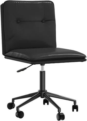 Vista 3 de Modern Dining Chair Set of 2, Black Faux Leather, Plywood, Metal, Adjustable Height for Kitchen Dining Room