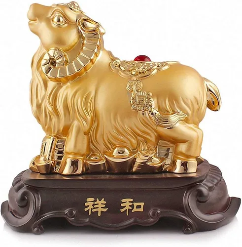 Figuras coleccionables de resina dorada del zodiaco chino de gran tamaño, estatua de decoración de mesa de BOYULL