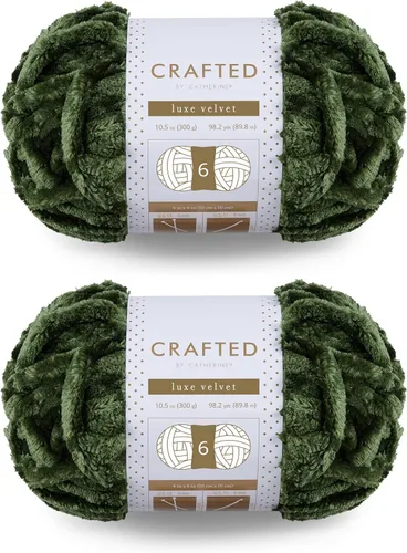 Vista 16 de Crafted By Catherine Luxe Velvet - Ovillo de hilo sólido de terciopelo, paquete de 2 unidades (10.5 onzas, 98 yardas cada madeja), color negro