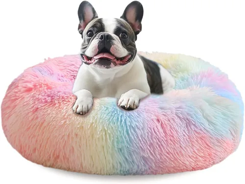 Vista 368 de JOLLYVOGUE Cama Calmante para Perros Pequeños - Cama para Perros Pequeños en Forma de Dona Lavable de 23 Pulgadas para Gatitos y Cachorros, Camas