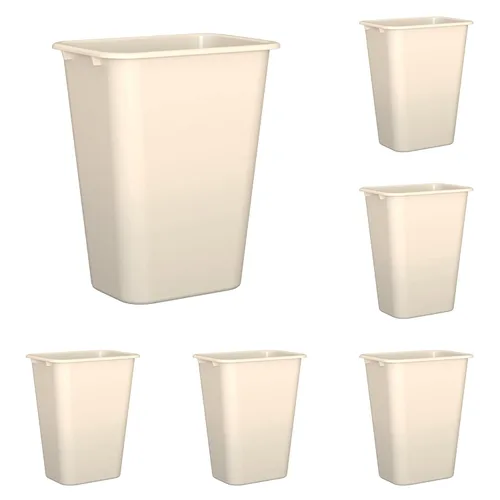 Vista 18 de Cubo de basura rectangular beige de 13 cuartos de galón / 3 galones para dormitorio, oficina, baño, se adapta debajo del escritorio