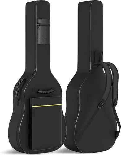 Bolsa de guitarra acústica – Estuche de guitarra de 0.35 pulgadas acolchado de espuma para 39-41 pulgadas, impermeable, negro con lazo para colgar