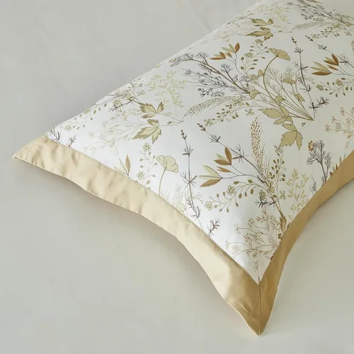 Vista 6 de YuHeGuoJi Juego de funda de edredón botánica dorada, tamaño Queen, 100 % algodón, 3 piezas, 1 funda de edredón floral caqui con cremallera y lazos