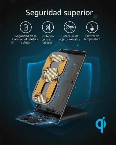 Vista 5 de Anker Cargador inalámbrico 313 (soporte), certificado Qi para iPhone 17/17/17 Pro/17 Pro Max/15/14/13, Galaxy S23 S22 S21 de carga rápida de 10 W