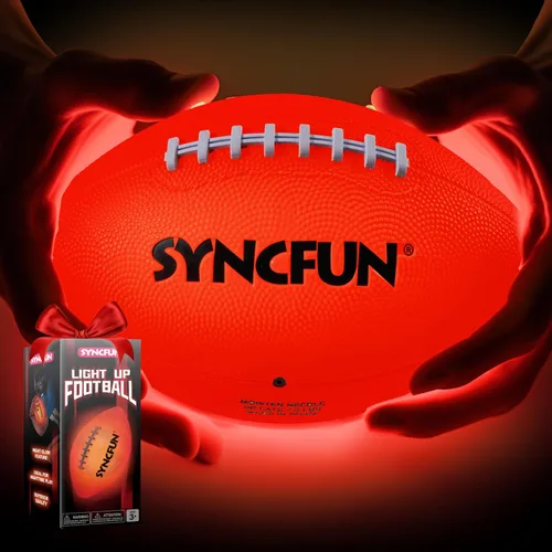 SYNCFUN Fútbol que brilla en la oscuridad para niños, fútbol iluminado para juegos nocturnos de deportes al aire libre, pelota roja brillante,