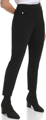 Vista 2 de Calvin Klein Women's Everyday Straight Two Button Tab Lux Stretch Trouser